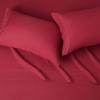 imageAmazon Basics Lightweight Super Soft WrinkleFree Easy Care Microfiber 4Piece Bed Sheet Set with 14Inch Deep Pockets Full Bright White SolidBurgundy