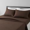 imageAmazon Basics Lightweight Super Soft WrinkleFree Easy Care Microfiber 4Piece Bed Sheet Set with 14Inch Deep Pockets Full Bright White SolidChocolate