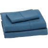 imageAmazon Basics Lightweight Super Soft WrinkleFree Easy Care Microfiber 4Piece Bed Sheet Set with 14Inch Deep Pockets Full Bright White SolidDark Teal