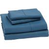 imageAmazon Basics Lightweight Super Soft WrinkleFree Easy Care Microfiber 4Piece Bed Sheet Set with 14Inch Deep Pockets Full Bright White SolidDark Teal