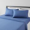 imageAmazon Basics Lightweight Super Soft WrinkleFree Easy Care Microfiber 4Piece Bed Sheet Set with 14Inch Deep Pockets Full Bright White SolidDutch Blue