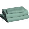 imageAmazon Basics Lightweight Super Soft WrinkleFree Easy Care Microfiber 4Piece Bed Sheet Set with 14Inch Deep Pockets Full Bright White SolidEmerald Green
