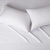 imageAmazon Basics Lightweight Super Soft WrinkleFree Easy Care Microfiber 4Piece Bed Sheet Set with 14Inch Deep Pockets Full Bright White SolidGray Crosshatch