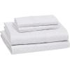 imageAmazon Basics Lightweight Super Soft WrinkleFree Easy Care Microfiber 4Piece Bed Sheet Set with 14Inch Deep Pockets Full Bright White SolidGray Crosshatch