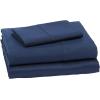 imageAmazon Basics Lightweight Super Soft WrinkleFree Easy Care Microfiber 4Piece Bed Sheet Set with 14Inch Deep Pockets Full Bright White SolidNavy Blue