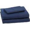 imageAmazon Basics Lightweight Super Soft WrinkleFree Easy Care Microfiber 4Piece Bed Sheet Set with 14Inch Deep Pockets Full Bright White SolidNavy Blue