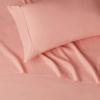 imageAmazon Basics Lightweight Super Soft WrinkleFree Easy Care Microfiber 4Piece Bed Sheet Set with 14Inch Deep Pockets Full Bright White SolidPeachy Coral
