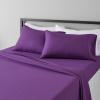 imageAmazon Basics Lightweight Super Soft WrinkleFree Easy Care Microfiber 4Piece Bed Sheet Set with 14Inch Deep Pockets Full Bright White SolidPlum