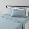imageAmazon Basics Lightweight Super Soft WrinkleFree Easy Care Microfiber 4Piece Bed Sheet Set with 14Inch Deep Pockets Full Bright White SolidSpa Blue