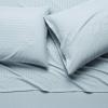 imageAmazon Basics Lightweight Super Soft WrinkleFree Easy Care Microfiber 4Piece Bed Sheet Set with 14Inch Deep Pockets Full Bright White SolidSpa Blue Striped