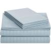 imageAmazon Basics Lightweight Super Soft WrinkleFree Easy Care Microfiber 4Piece Bed Sheet Set with 14Inch Deep Pockets Full Bright White SolidSpa Blue Striped