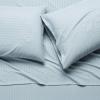 imageAmazon Basics Lightweight Super Soft WrinkleFree Easy Care Microfiber 4Piece Bed Sheet Set with 14Inch Deep Pockets Full Bright White SolidSpa Blue Striped