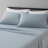 imageAmazon Basics Lightweight Super Soft WrinkleFree Easy Care Microfiber 4Piece Bed Sheet Set with 14Inch Deep Pockets Full Bright White SolidSpa Blue Striped