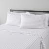 imageAmazon Basics Lightweight Super Soft WrinkleFree Easy Care Microfiber 4Piece Bed Sheet Set with 14Inch Deep Pockets Full Bright White SolidTaupe Stripe