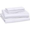 imageAmazon Basics Lightweight Super Soft WrinkleFree Easy Care Microfiber 4Piece Bed Sheet Set with 14Inch Deep Pockets Full Bright White SolidTaupe Stripe