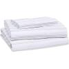 imageAmazon Basics Lightweight Super Soft WrinkleFree Easy Care Microfiber 4Piece Bed Sheet Set with 14Inch Deep Pockets Full Bright White SolidTaupe Stripe