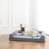imageAmazon Basics Living Room Couch Dog Bed with Premium Foam PressureRelief Support for Dogs up to 90lbs Machine Washable Cover Extra Large Sized 44quot x 35quot GreyGrey
