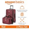 imageAmazon Basics Luggage Sets CarryOn 23Inch tote 15Inch Suitcase With Wheels Expandable Extra Space 15 Front Pockets and Telescopic Handle BurgundyBurgundy