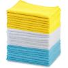 imageAmazon Basics Microfiber Cleaning Cloths NonAbrasive Reusable and Washable Pack of 36 BlueWhiteYellow 16quot x 12quotBlueWhiteYellow