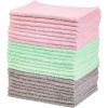 imageAmazon Basics Microfiber Cleaning Cloths NonAbrasive Reusable and Washable Pack of 36 BlueWhiteYellow 16quot x 12quotGreenGrayPink
