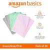 imageAmazon Basics Microfiber Cleaning Cloths NonAbrasive Reusable and Washable Pack of 36 BlueWhiteYellow 16quot x 12quotGreenGrayPink