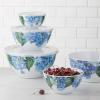 imageAmazon Basics Nesting Melamine Mixing Round Bowl with Lid and NonSlip Base 5 Sizes Blue and White Floral Set of 10 4 quarts 3 1516quot7 916quot8 78quot10quot11 14quotHydrangea Floral
