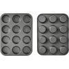 imageAmazon Basics Nonstick Round Muffin Baking Pan 12 Cups Set of 2 Gray 139x1055x122quot139x1055x122