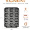 imageAmazon Basics Nonstick Round Muffin Baking Pan 12 Cups Set of 2 Gray 139x1055x122quot139x1055x122