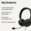 imageAmazon Basics On Ear Wired Computer Headset with Adjustable Microphone 35mm Port or in Line Control with USBA Port Foldable One Size Black