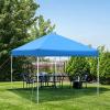 imageAmazon Basics Outdoor Pop Up 10 x 10 Canopy Tent for Events Portable with Easy Setup Includes Wheeled Carry Bag 8 Pegs 4 Ropes 4 Weighted Bags BlueBlue