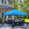 imageAmazon Basics Outdoor Pop Up 10 x 10 Canopy Tent for Events Portable with Easy Setup Includes Wheeled Carry Bag 8 Pegs 4 Ropes 4 Weighted Bags BlueBlue