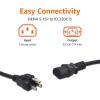 imageAmazon Basics PC Power Cord 12 feet AC Power Cord for Monitor Computer TV 3 Prong 18 AWG 125 Volts Black10Pack 10 Count