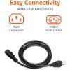 imageAmazon Basics PC Power Cord 12 feet AC Power Cord for Monitor Computer TV 3 Prong 18 AWG 125 Volts Black1Pack 1 Count