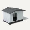 imageAmazon Basics Plastic Dog House for Large Dogs  Easy to Assemble ampamp Detachable Structure IndoorOutdoor Use Elevated FloorDurable ampamp WaterproofSide Door AccessUndulating Roof Design
