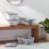 imageAmazon Basics Plastic Storage Containers with Secure Latching Lids Stackable Organization Bins ClearGrey 19 Quart Set of 612 Qt  6 Pack