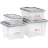 imageAmazon Basics Plastic Storage Containers with Secure Latching Lids Stackable Organization Bins ClearGrey 19 Quart Set of 612 Qt  6 Pack