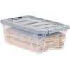 imageAmazon Basics Plastic Storage Containers with Secure Latching Lids Stackable Organization Bins ClearGrey 19 Quart Set of 612 Qt  6 Pack