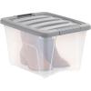 imageAmazon Basics Plastic Storage Containers with Secure Latching Lids Stackable Organization Bins ClearGrey 19 Quart Set of 619 Qt  6 Pack
