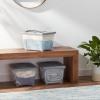 imageAmazon Basics Plastic Storage Containers with Secure Latching Lids Stackable Organization Bins ClearGrey 19 Quart Set of 619 Qt  6 Pack