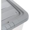 imageAmazon Basics Plastic Storage Containers with Secure Latching Lids Stackable Organization Bins ClearGrey 19 Quart Set of 632 Qt  6 Pack