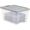 imageAmazon Basics Plastic Storage Containers with Secure Latching Lids Stackable Organization Bins ClearGrey 19 Quart Set of 632 Qt  6 Pack