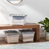 imageAmazon Basics Plastic Storage Containers with Secure Latching Lids Stackable Organization Bins ClearGrey 19 Quart Set of 632 Qt  6 Pack