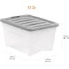 imageAmazon Basics Plastic Storage Containers with Secure Latching Lids Stackable Organization Bins ClearGrey 19 Quart Set of 632 Qt  6 Pack