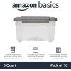 imageAmazon Basics Plastic Storage Containers with Secure Latching Lids Stackable Organization Bins ClearGrey 5 Quart Set of 105 Qt  10 Pack
