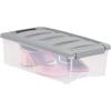 imageAmazon Basics Plastic Storage Containers with Secure Latching Lids Stackable Organization Bins ClearGrey 5 Quart Set of 105 Qt  10 Pack