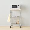 imageAmazon Basics Portable Kitchen 3Tier Storage Rack on Caster Wheels with Adjustable 2 Shelves 175 Pound Capacity 21 x 15 x 367 inches LxWxH WoodChrome