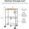 imageAmazon Basics Portable Kitchen 3Tier Storage Rack on Caster Wheels with Adjustable 2 Shelves 175 Pound Capacity 21 x 15 x 367 inches LxWxH WoodChrome