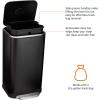 imageAmazon Basics Rectangular Metal Trash Can With SoftClose Foot Pedal 32 liter85 gallon 14quotL x 14quotW x 253quotH Black