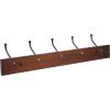 imageAmazon Basics Rectangular WallMounted Farmhouse Coat Rack 5 Hook Light WalnutLight Walnut