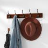 imageAmazon Basics Rectangular WallMounted Farmhouse Coat Rack 5 Hook Light WalnutLight Walnut
